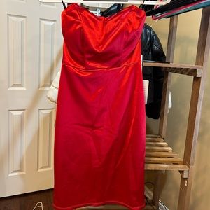 Xs red satin strapless Nordstroms mini dress